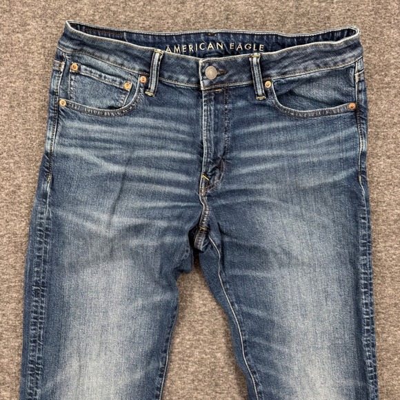 American Eagle Original Bootcut Flex Jeans Mens 34x35 Medium Wash Blue Denim - Picture 2 of 8